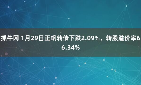 抓牛网 1月29日正帆转债下跌2.09%,转股溢价率66.34%