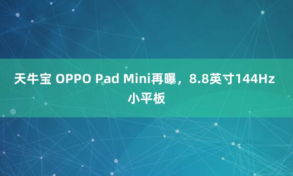 天牛宝 OPPO Pad Mini再曝，8.8英寸144Hz 小平板